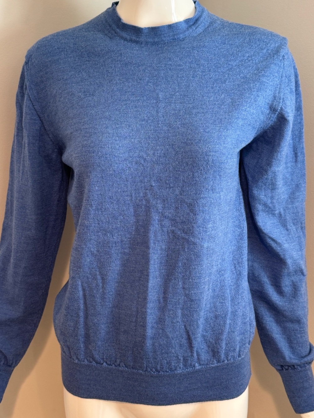 Filoverso Sergei 100% Merino Wool Blue Crewneck Sweater Made in Italy S
